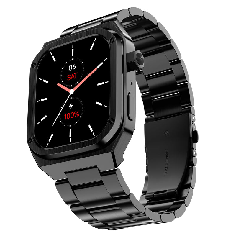 Noise Newly Launched ColorFit Chrome 1.85" AMOLED, Metal Build Casing, 10 Days Battery, 390 * 450 high res Display, 600 NITS, 100+ Sports Modes Smart Watch for Men (Elite Black)