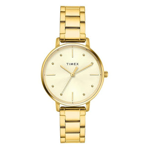 TIMEX Champagne Round Dial Analog Women's Watch - TWEL15829 - KRISHNA WATCH COMPANY