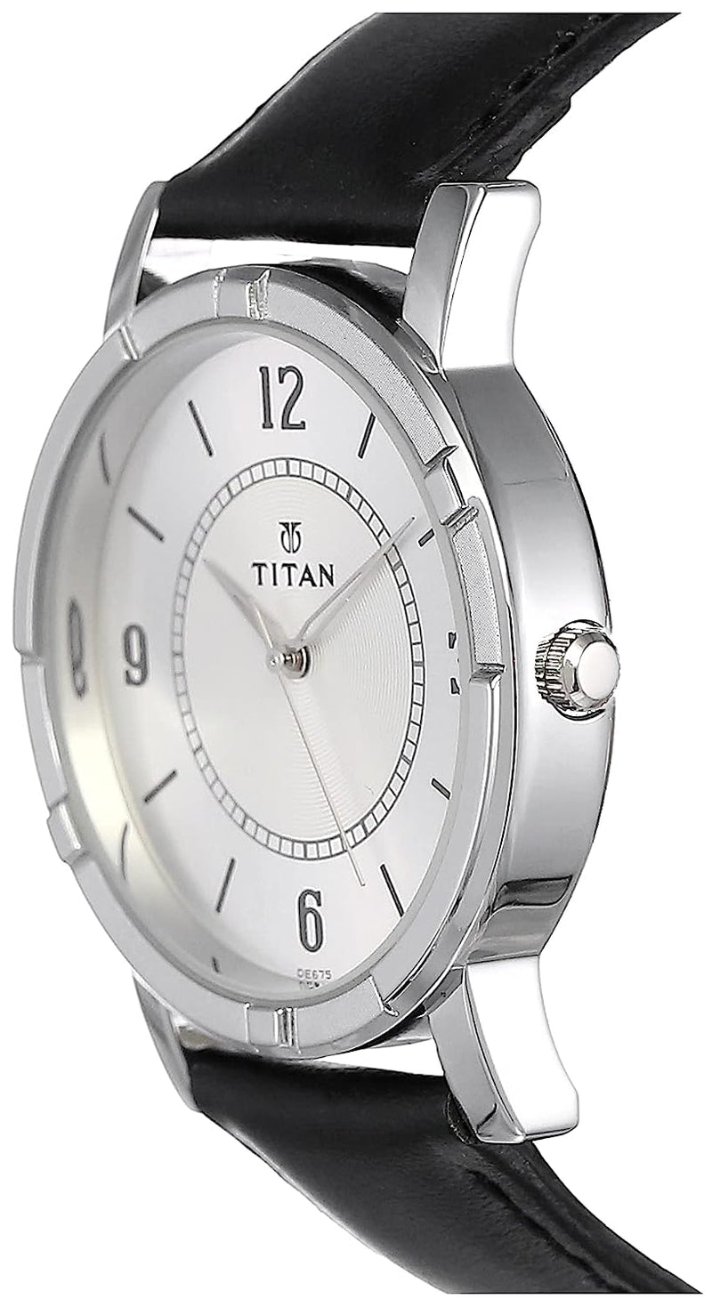 Titan Silver Dial Black Leather Strap Watch NN1639SL03 - KRISHNA WATCH COMPANY