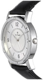Titan Silver Dial Black Leather Strap Watch NN1639SL03
