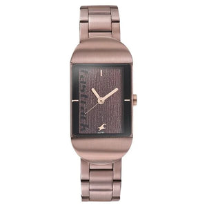 Fastrack Go Skate Quartz Analog Brown Dial Stainless Steel Strap Watch for Girls ns6201km02 / 6201km02 - KRISHNA WATCH COMPANY