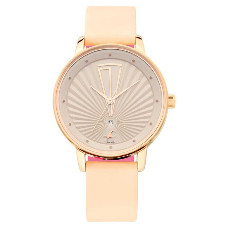 FASTRACK - RUFFLES BEIGE DIAL LEATHER STRAP WATCH - 6206WL01