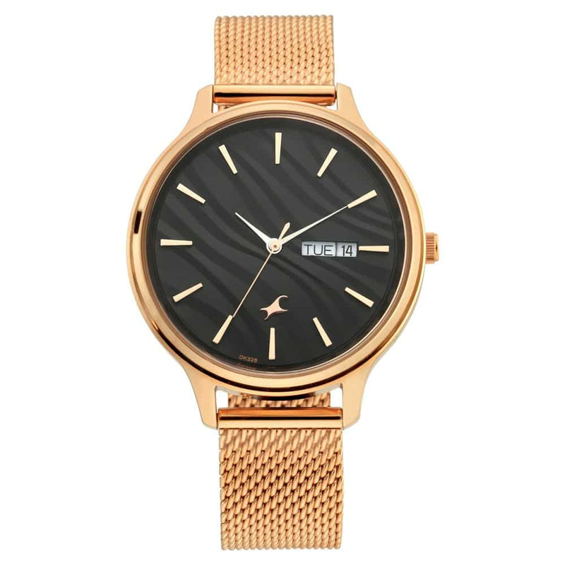 FASTRACK - RUFFLES BLACK DIAL METAL MESH STRAP WATCH 6207WM01