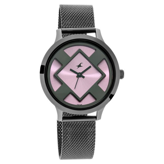 Fastrack Fit Outs Quartz Analog Pink Dial Metal Strap Watch for Girls NR6210NM02