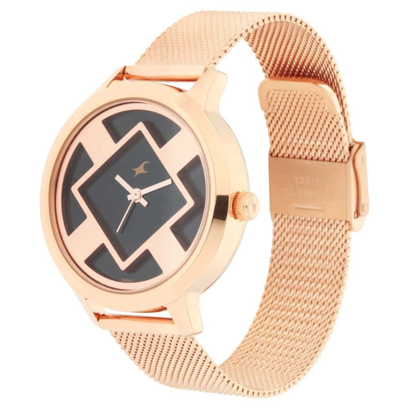 FASTRACK - FIT OUTS BLACK DIAL WITH MESH METAL STRAP 6210WM01