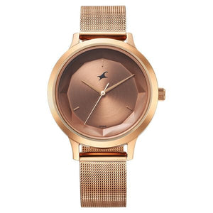 Fastrack Fleek Quartz Analog Rose Gold Dial Stainless Steel Strap Watch For Girls 6210wm04 - KRISHNA WATCH COMPANY