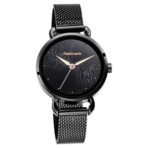 Fastrack Animal Print Quartz Analog Black Dial Stainless Steel Strap Watch for Girls NS6221NM02 - KRISHNA WATCH COMPANY