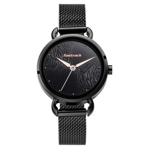 Fastrack Animal Print Quartz Analog Black Dial Stainless Steel Strap Watch for Girls nr6221nm02 / 6221nm02 - KRISHNA WATCH COMPANY