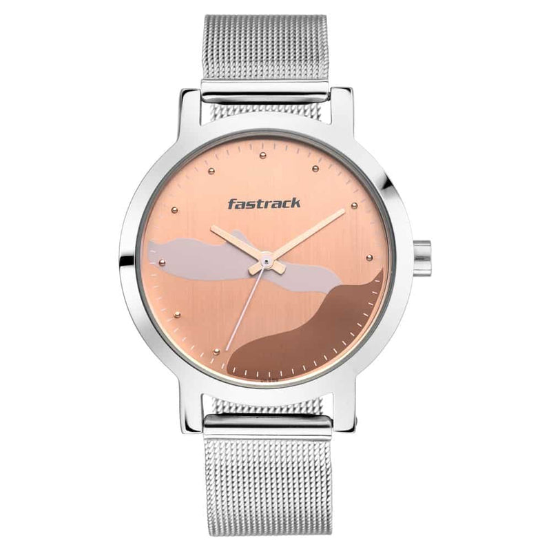 ROSE GOLD DIAL STAINLESS STEEL STRAP WATCH 6222SM01 - KRISHNA WATCH COMPANY