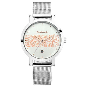 Fastrack Animal Print Stainless Steel Strap Watch for Girls - 6222SM03 - KRISHNA WATCH COMPANY