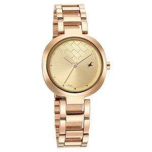 Fastrack Stunners Quartz Analog Golden Dial Stainless Steel Strap Watch for Girls NR6247WM01 - KRISHNA WATCH COMPANY