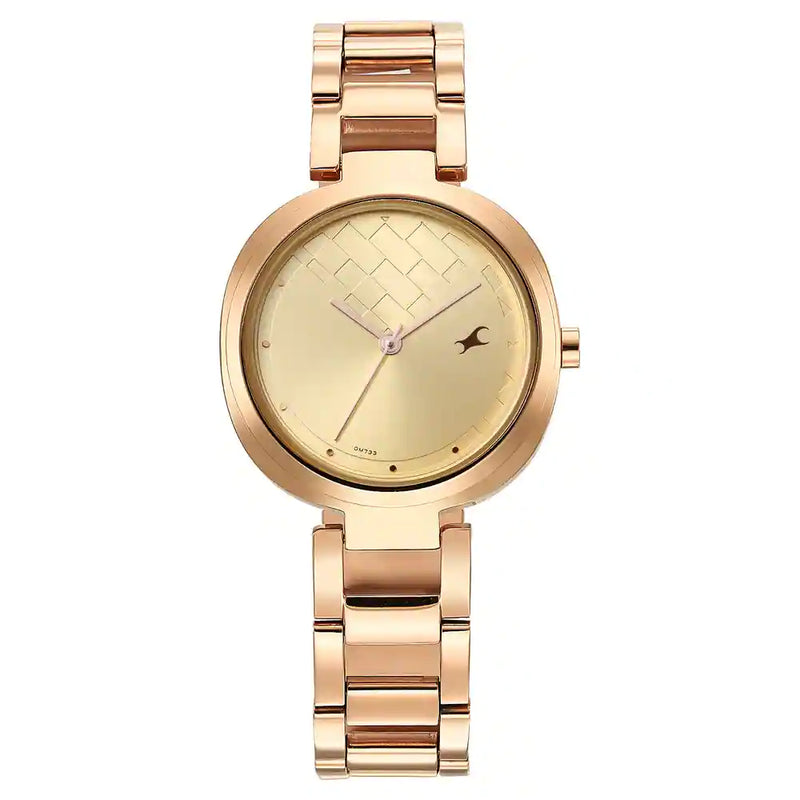 STUNNERS GOLDEN DIAL STAINLESS STEEL STRAP WATCH - 6247WM01