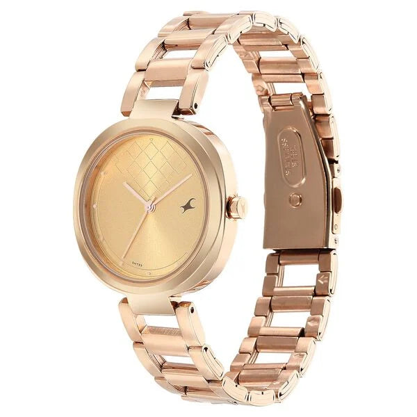 Fastrack Stunners Quartz Analog Golden Dial Stainless Steel Strap Watch for Girls NR6247WM01 - KRISHNA WATCH COMPANY