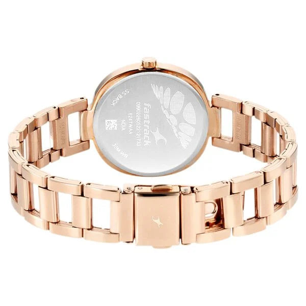 Fastrack Stunners Quartz Analog Golden Dial Stainless Steel Strap Watch for Girls NR6247WM01 - KRISHNA WATCH COMPANY