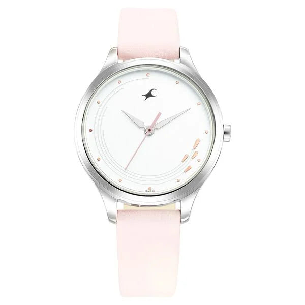 Fastrack Stunners Quartz Analog White Dial Leather Strap Watch for Girls ns6248sl01