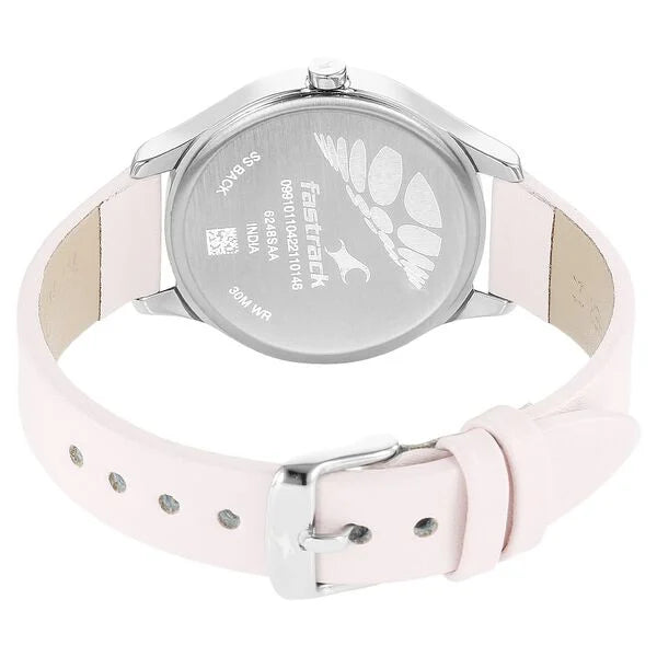 Fastrack Stunners Quartz Analog White Dial Leather Strap Watch for Girls ns6248sl01