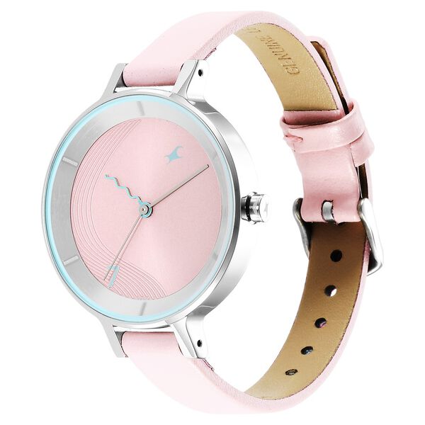 Fastrack Stunners Quartz Analog Pink Dial Leather Strap Watch for Girls NS6266SL01 - KRISHNA WATCH COMPANY