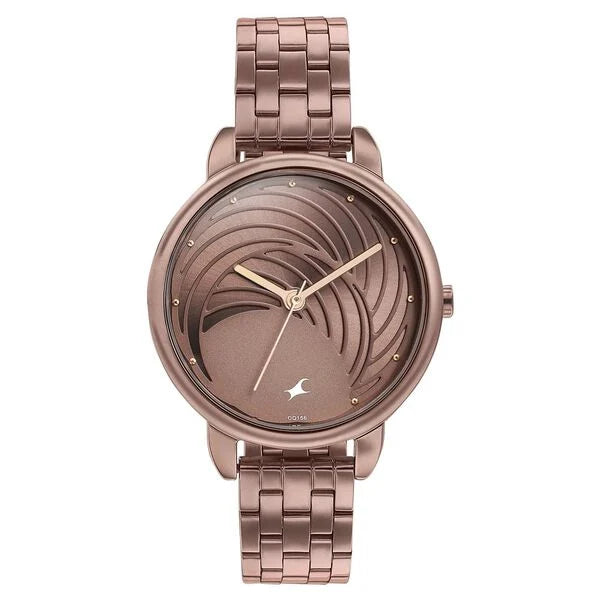 Fastrack Stunners Quartz Analog Brown Dial Stainless Steel Strap Watch for GirlsNT6282qm01
