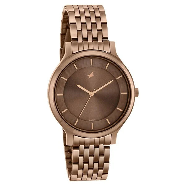 Fastrack Crush Quartz Analog Brown Dial Stainless Steel Strap Watch for Girls NT6292qm01