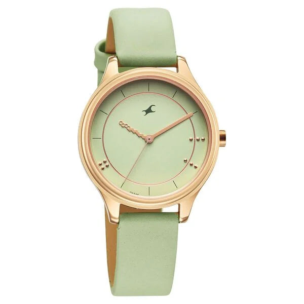 Fastrack Stunners Quartz Analog Green Dial Green Watch For Girls - 6296WL02