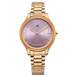 Fastrack Stunners Quartz Analog Pink Dial Rose Gold Metal Strap Watch For Girls - NT6296WM01