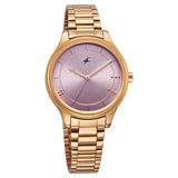 Fastrack Stunners Quartz Analog Pink Dial Rose Gold Metal Strap Watch For Girls - NT6296WM01