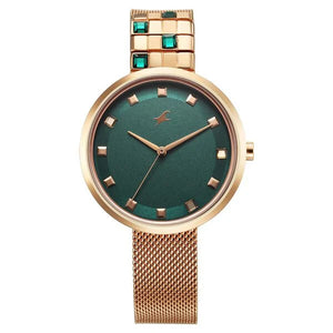 Fastrack Fleek Quartz Analog Green Dial Stainless Steel Strap Watch for Girls - 6300WM02 - KRISHNA WATCH COMPANY