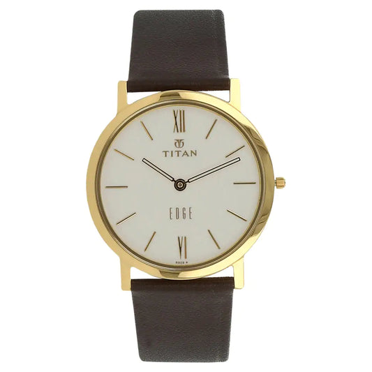 Titan Edge White Dial Brown Leather Strap Watch 679YL01