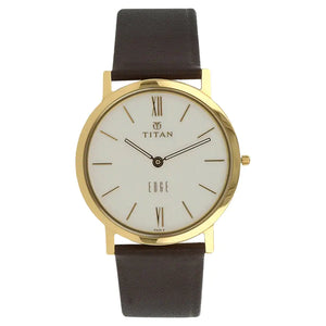Titan Edge White Dial Brown Leather Strap Watch 679YL01 - KRISHNA WATCH COMPANY