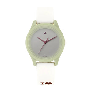 Fastrack Monochrome Quartz Analog Grey Dial Silicone Strap Watch for Girls ns68023pp04w - KRISHNA WATCH COMPANY