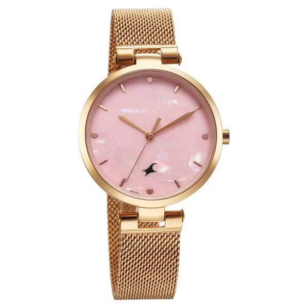 Fastrack Stunners X Quartz Analog Pink Mother Of Pearl Dial Watch For Girls - 68049WM01