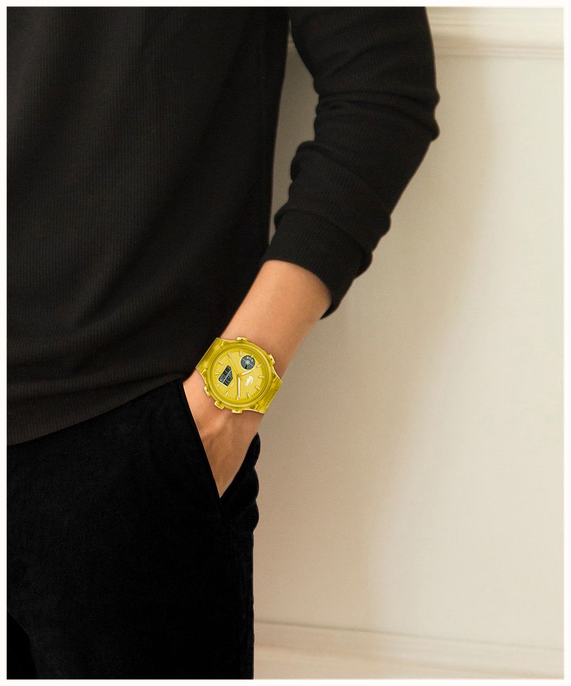 Lacoste LC33 Dual-Display Multifunction  Yellow Silicone Strap 2011430