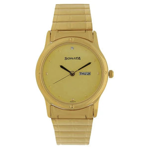 Champagne Dial Golden Stainless Steel Strap Watch - 7023YM09 - KRISHNA WATCH COMPANY