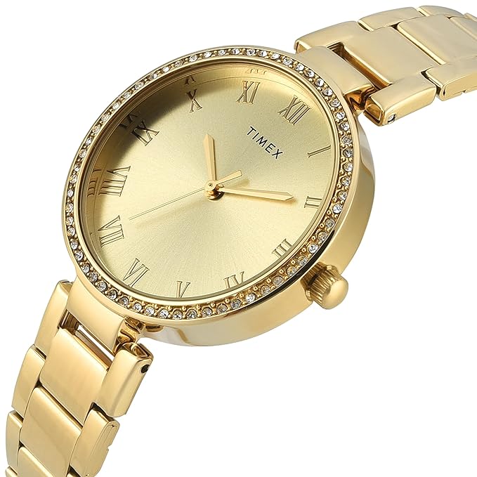 Timex Gold Dial with Roman Numbers Women's Watch - TWEL18715