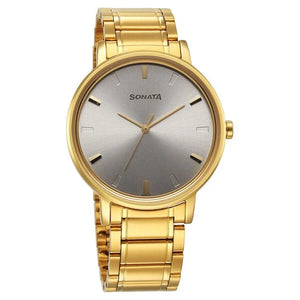 Sonata Utsav Quartz Analog Silver Dial Stainless Steel Strap Watch for Men 7131YM02 - KRISHNA WATCH COMPANY