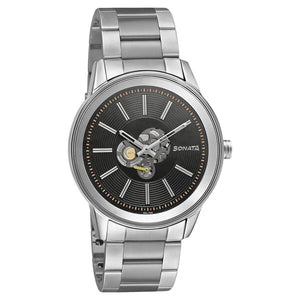 Sonata Quartz Multifunction Black Dial Stainless Steel Strap Watch for Men nr7133sm01 - KRISHNA WATCH COMPANY