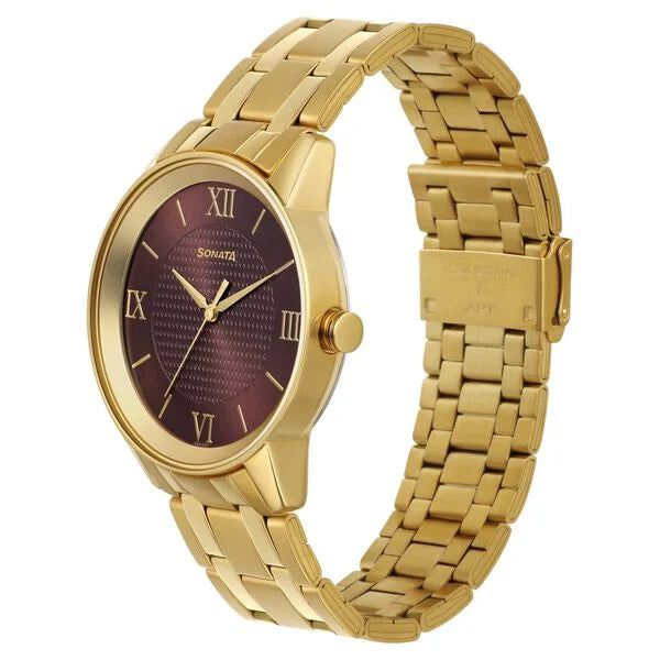 Sonata Quartz Analog Brown Dial Watch for Men - 7133YM03 - KRISHNA WATCH COMPANY