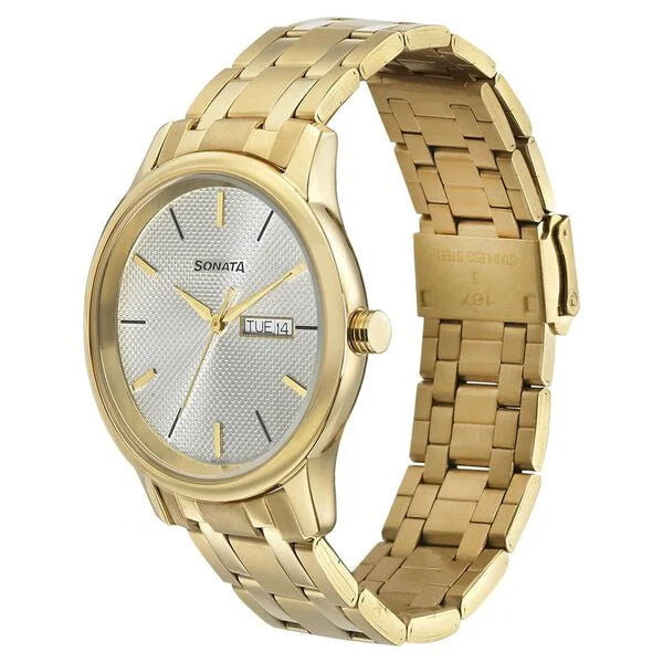 Sonata Quartz Analog with Day and Date Watch for Men - 7134YM03 - KRISHNA WATCH COMPANY