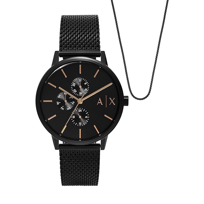 Armani Exchange Analog Watch for Men With Nacklace AX7162SET