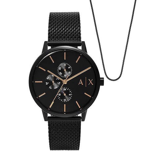 Armani Exchange Analog Watch for Men With Nacklace AX7162SET