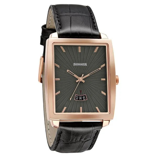 Sonata Quartz Analog Leather Strap Watch for Men 7143wl01 - KRISHNA WATCH COMPANY