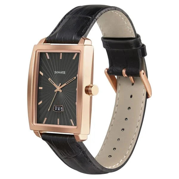 Sonata Quartz Analog Leather Strap Watch for Men 7143wl01 - KRISHNA WATCH COMPANY