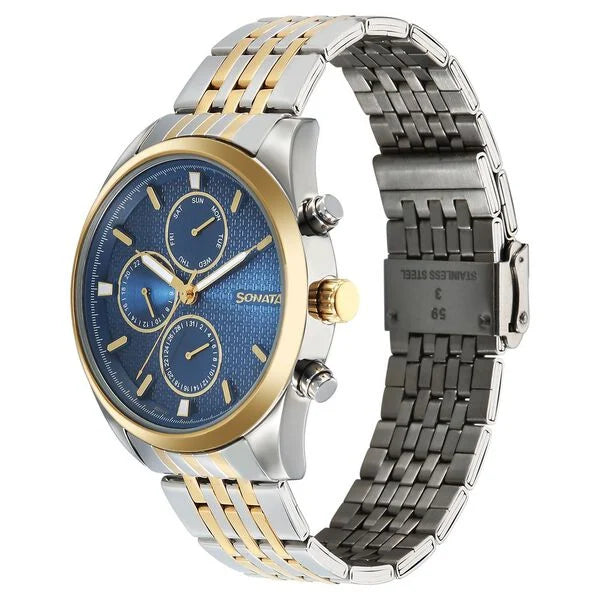 Sonata Magna Quartz Multifunction Watch For Men - 7155BM01 - KRISHNA WATCH COMPANY