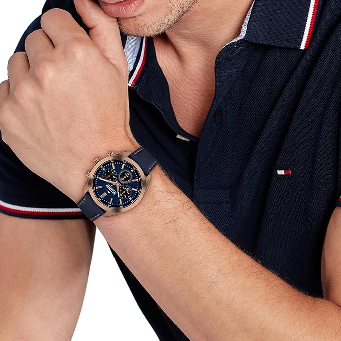 TOMMY HILFIGER Hudson Leather Strap Chronograph Watch - TH1710721W - KRISHNA WATCH COMPANY
