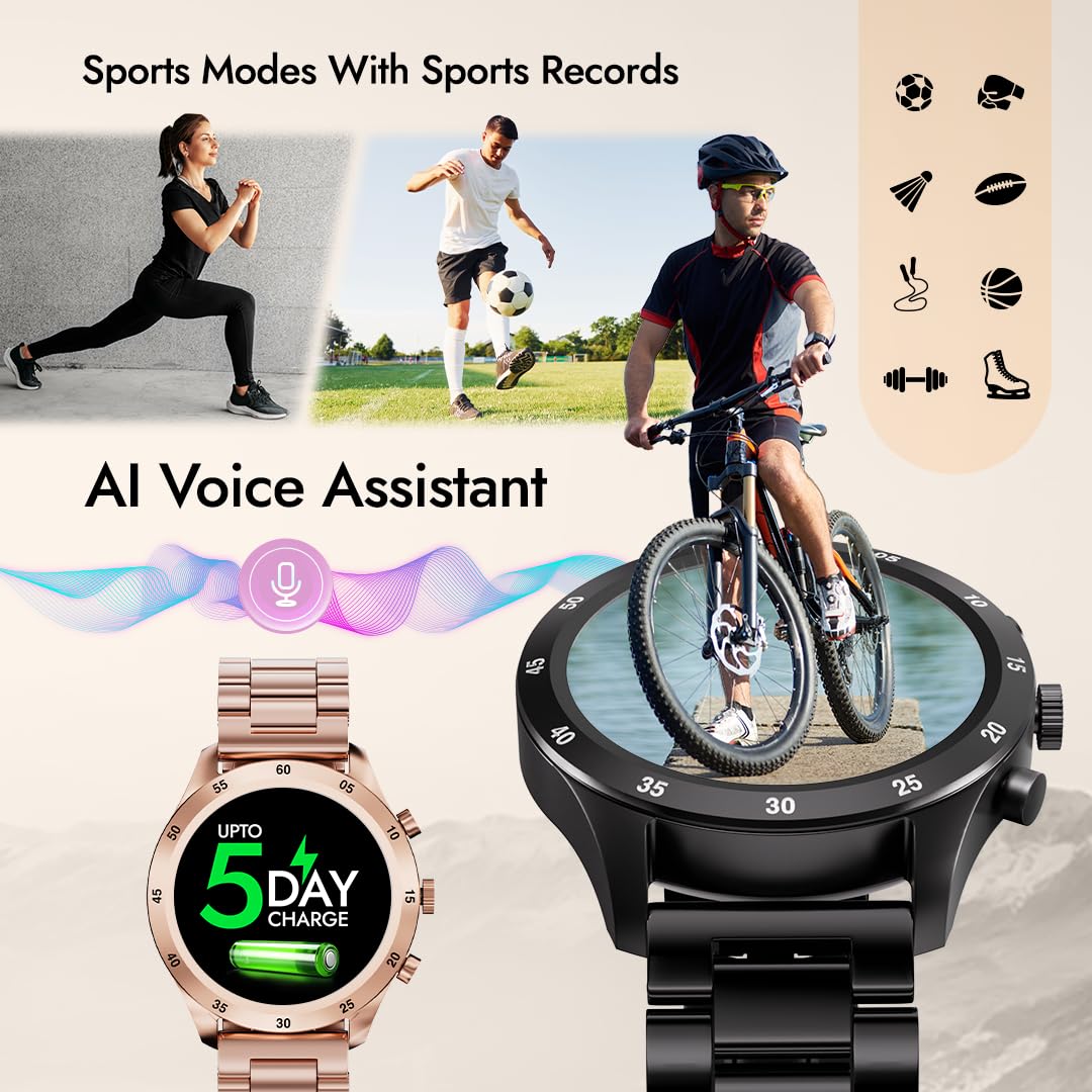 Fastrack Magnus FX2 Unisex Smart Watch With Rose Gold Metal Strap 38127wm01