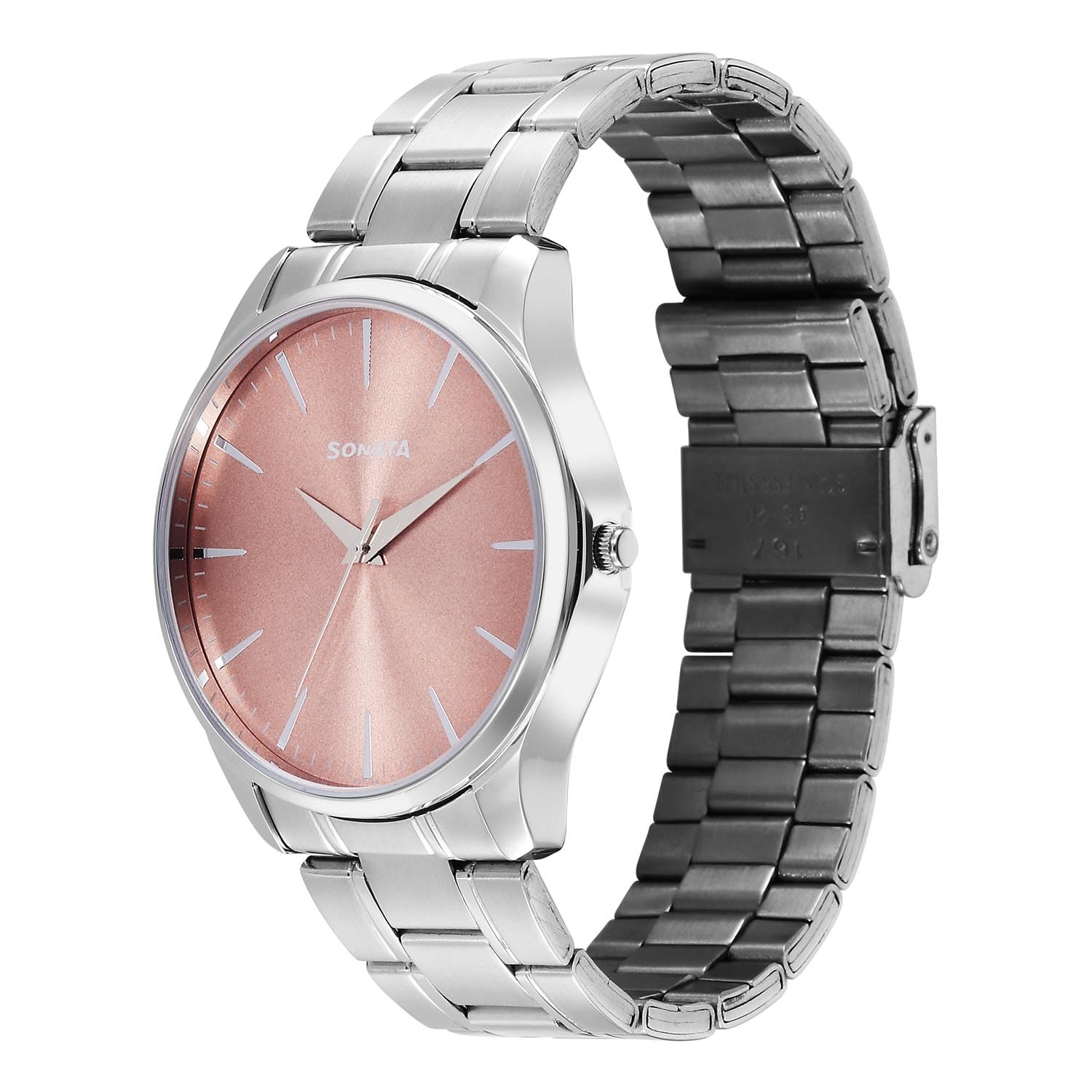 Sonata Ease with Rose Dial Watch for Men - 77163SM08W