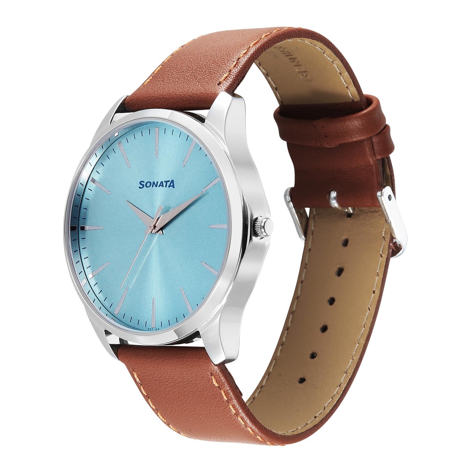 Sonata Ease with Light Blue Dial Watch for Men - 77163SL05W