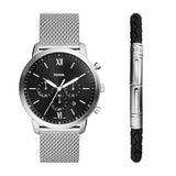 Fossil Neutra Chronograph Stainless Steel Mesh Watch and Bracelet Box Set FS6020SET