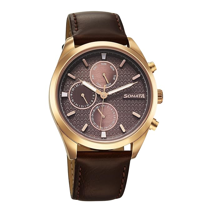 Sonata Magna Quartz Round Dial Men's Analog Watch - 7155WL01 - KRISHNA WATCH COMPANY