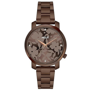 Helix By Timex Brown Round Dial Analog Stainless Steel Women Watch - TW032HL42 - KRISHNA WATCH COMPANY